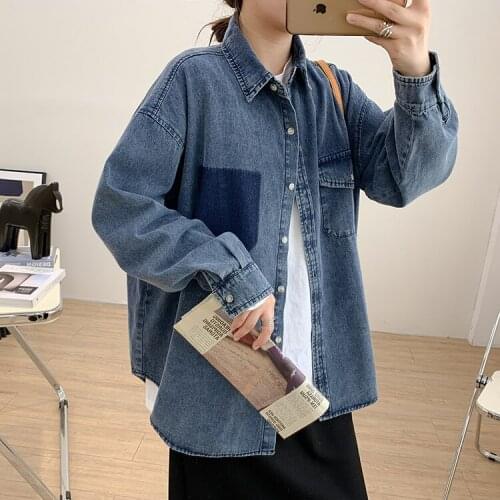 Denim Jacket 2021 Autumn Outerwear Coat Long Sleeve Fashion long-sleeved Cardigan Casual Korean Coat Female