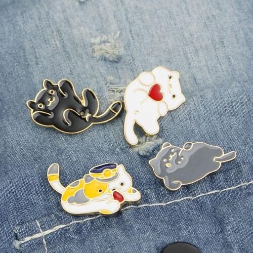 Meow Cat Kindergarten Enamel Pins Box Kitten Hugging Cats Badge Bag Clothes Lapel Pin Cartoon Animal Jewelry Gift