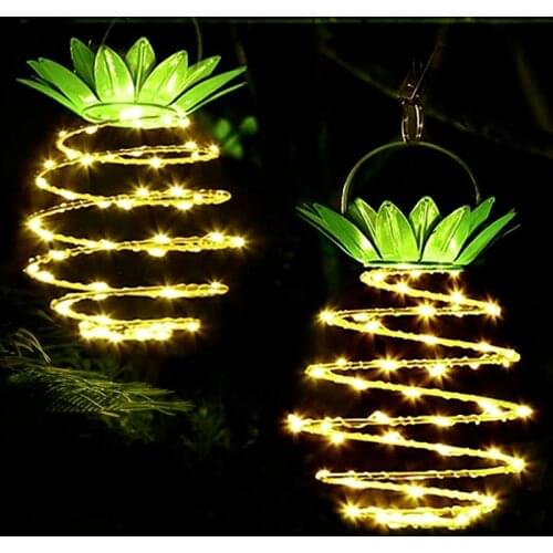 Pineapple Solar Lights Garden Path Hanging Fairy String Lights Lantern Lamp Outdoor Waterproof Decoration Home Garden Warm White