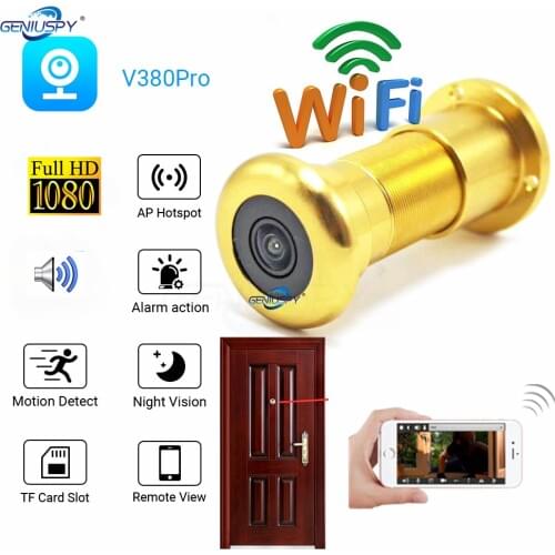 Glod Sliver 1080P Cloud Storage TF Card IR Audio Door Eye Hole Fishehye IP Mini Peephole Wifi Wireless Door Camera P2P V380 Pro