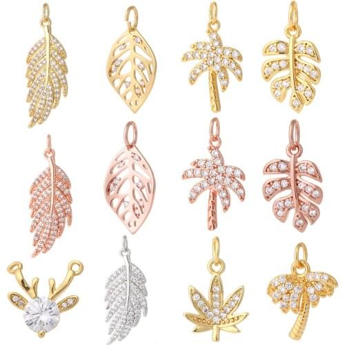 Flowers Pendant Charms for Jewelry Making Leaves Cute Design Charm Jewelry Charms for Earrings Necklace Bracelet Make Copper