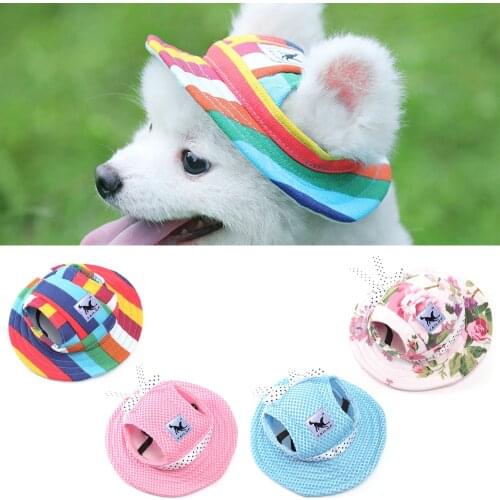 Dog Cap With Ear Holes for Small Dogs Canvas Cap Dog Baseball Beach Visor Hat Puppy Outdoor Cap Summer invoid Sun