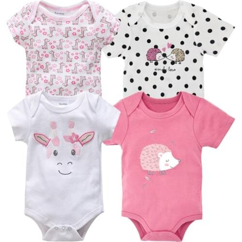 Baby Girl Rompers 4pcs Cotton Summer Short Sleeve Newborn Baby Boy Clothing Set Roupa De Bebes Infantil Baby Knit Romper