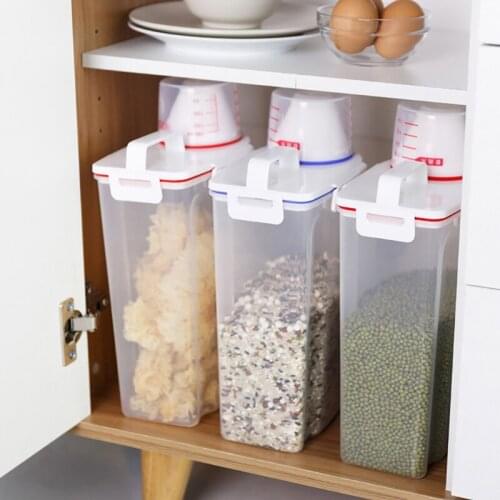 Food Storage Box Moisture-proof Sealed Container With Pour Lid Transparent Rice Flour Bucket Dried Grains Tank Kitchen Organizer