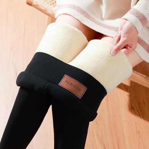 Women Cotton Leggings Solid Casual Autumn Winter Thick Lamb Velvet Seamless Leggings Legging Women High Waist Soft Warm Pants