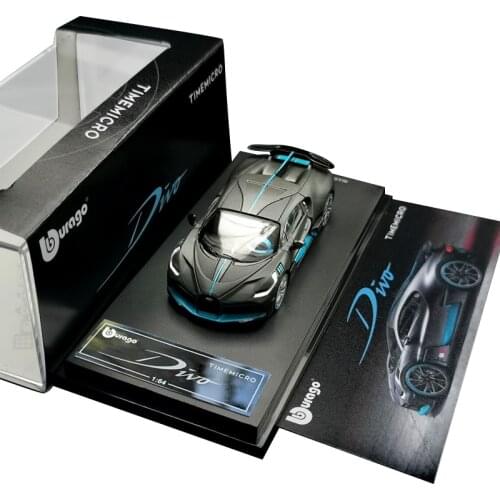 Bburago x TimeMicro 1:64 Bugatti Divo Grey SuperSport Cars Diecast Model Car
