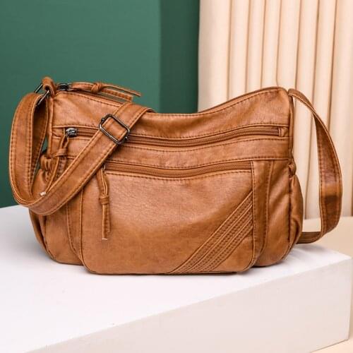 Fashion All-match Solid Color Messenger Bag High Capacity Womens Shoulder Bags 2021 New High Quality Pu Leather Women Handbag
