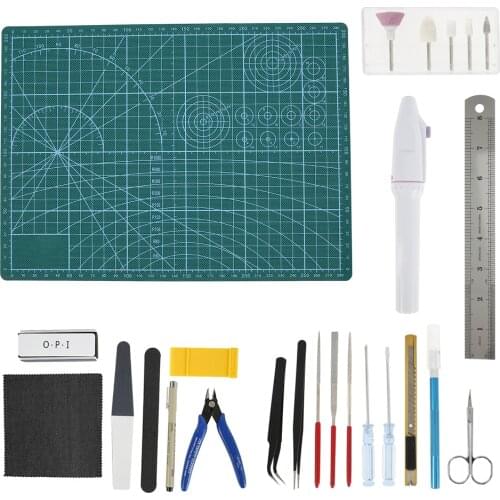 26 pcs Hobby Modelling Tools Set Model DIY Accessories Cutting Mat Self Healing Grinding Machine Polishing Tools Kit For Gundam