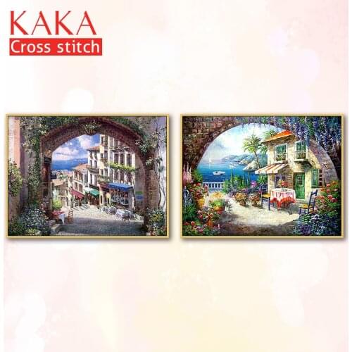 Cross stitch kits,Embroidery needlework sets with printed pattern,11CT-canvas for Home Decor Painting,Landscape Full NCKS091