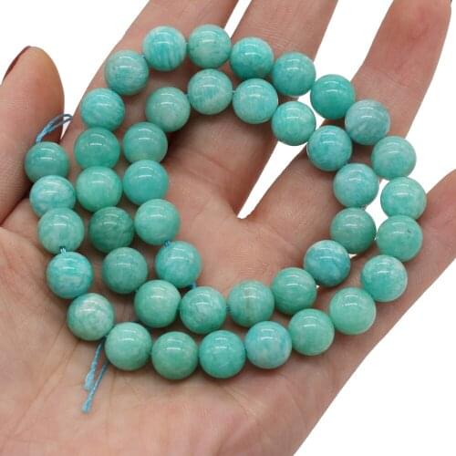 Natural Round Ice-Penetrating Amazonite Beads Spacer Loose Stone Beads For Jewelry Making DIY Bracelet Gift 8mm, 10mm, 12mm