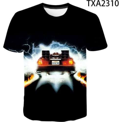 2021 new mens and womens trendy wild top back to the future 3D comfortable childrens clothing summer handsome quality T-shirt