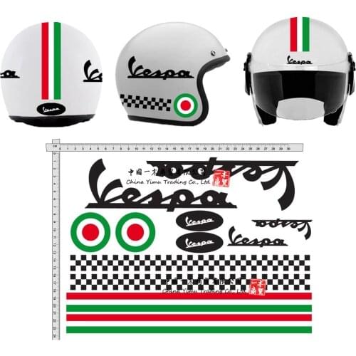 Helmet stickers Suitable for GamesMonkey Helmet Casco Kit Vespa Rosso ROT Italia helma Viny Polished black