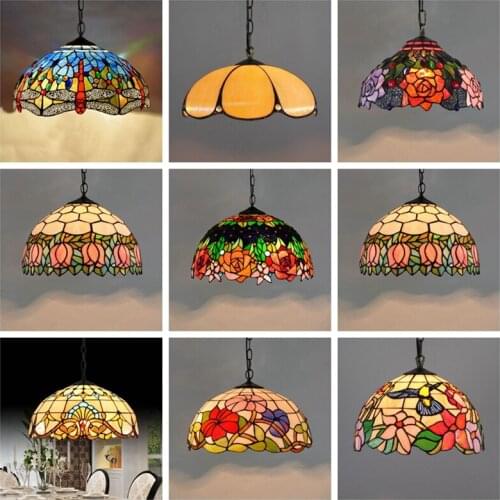Vintage tiffany pendant light Retro glass pendant light Bar Restaurant Creative Rural Bedroom Porch Balcony art pendant light