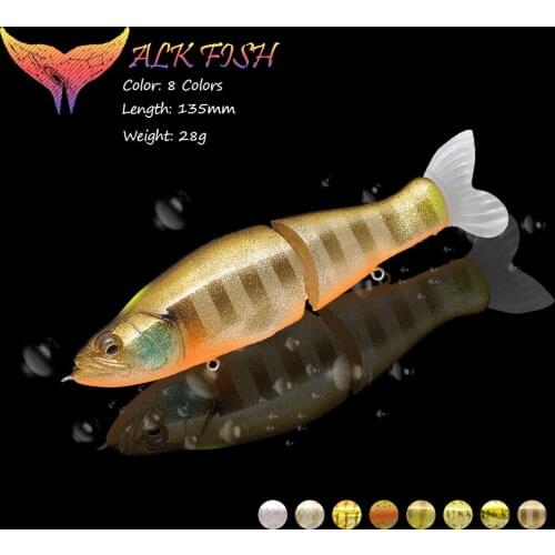 WALK FISH 1PCS 135mm/28g Jointed Bait Wobblers Fishing Lures Soft Lure Minnow SwimBaits Body With Soft Tail Bass Fishing Tackle