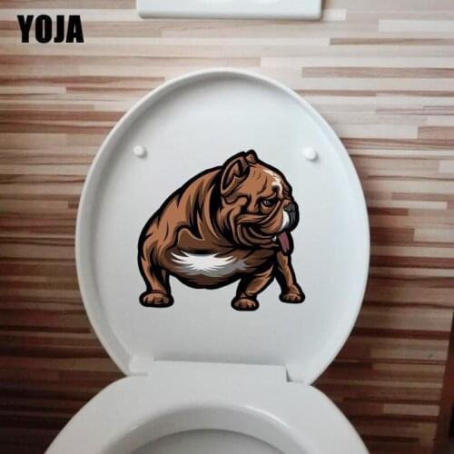 YOJA 22.5×21.5CM Bulldog Cartoon Dog Home Kids Room Wall Decor Funny WC Toilet Stickers T1-2918