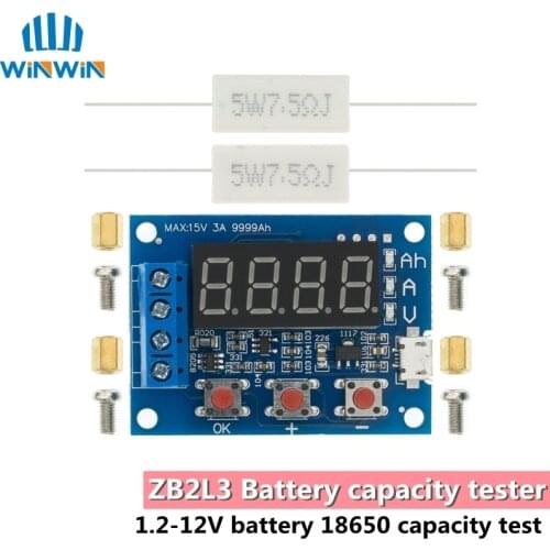 ZB2L3 Battery Tester LED Digital Display 18650 Lithium Battery Power Supply Test Resistance Lead-acid Capacity Discharge Meter