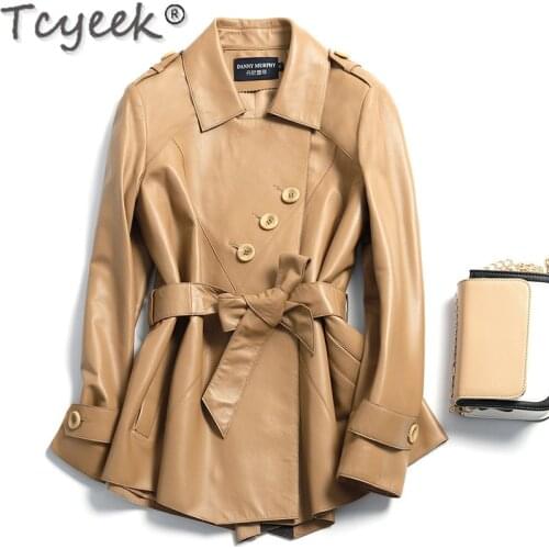 Tcyeek 100% Genuine Leather Jacket Women Spring Autumn 2021 Black Sheepskin Coat Womens Jackets Korean Fashion Chaquetas Gxy51
