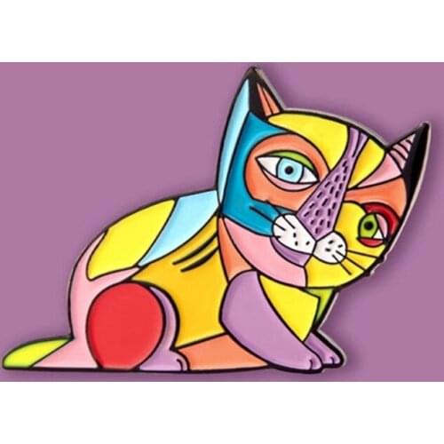 Cartoon Rainbow Cat Painting Art Enamel Brooch Pin Backpack Hat Bag Lapel Pins Badges Women Mens Fashion Jewelry Accessories