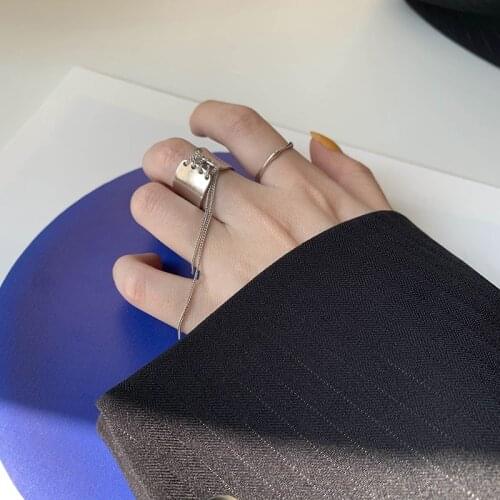 Silvology 925 Sterling Silver Weave Chain Corset Rings Original Design Korea Personality Tassel Rings for Women Office Jewelry