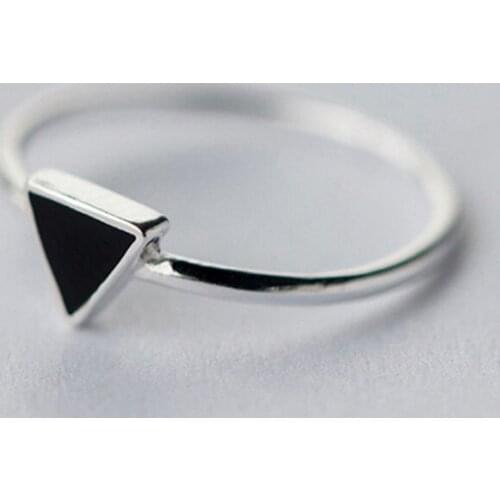 Geometric Black Enamel Triangle OL Adjustable Ring Minimalist Fine Jewelry For Women Party Gift Vintage Ring Ins Ring Fashion