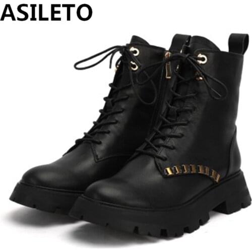 Winter Women Ankle Boots Black Leather 2021 Fashion Autumn Warm Fur Motorcycle Non-slip Waterproof Female Platform Boots Shoes