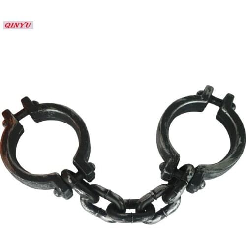 1pcs Halloween Prank Props Handcuffs Halloween Toys Plastic Toys Prisoner Handcuffed Chain April Fools Day Trickery Gift 5Z