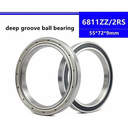 10pcs 6811ZZ 6811-2RS 6811Z 6811-2Z 6811RS 6811 55*72*9mm thin wall deep groove ball bearing 55x72x9 mm
