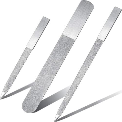 3-Piece Nail File Set Stainless Steel Double-Sided Nail File Buffer File Nail File Suitable for Salon, Family and Travel