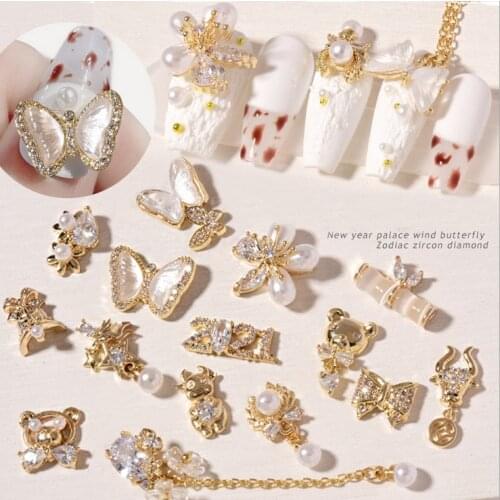 3PCS, 3d Nail Art Fashion Shape Alloy With Zircon Crystal Rhinestones For Nail Tips Decorations