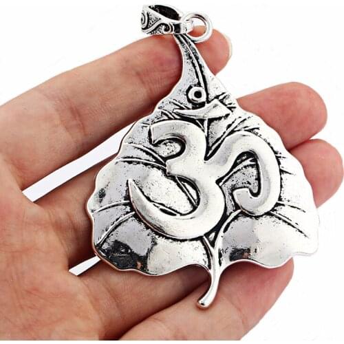 4PCS AUM OM Yoga Leaf Charms Pendants For DIY Necklace Jewellry Making