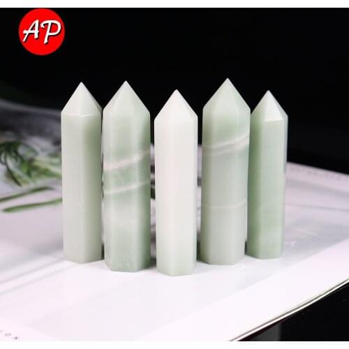 8-9cm Natural Quartz Point Qingtian Jade Crystal Column Healing Gemstone energy Wand Study Decoration