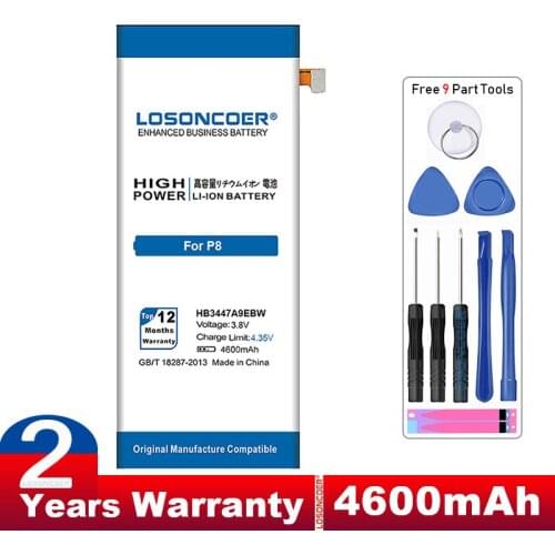 LOSONCOER 4600mAh Top HB3447A9EBW Battery for Huawei Ascend P8 Battery GRA-L09 GRA-UL00 GRA-UL10