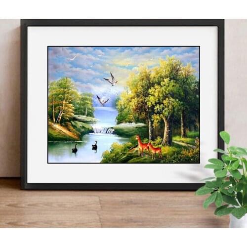 Diamond Embroidery Natural Landscape Full Round Diamond Painting Spring Picture Of Rhinestone Mosaic Kit Home Decor