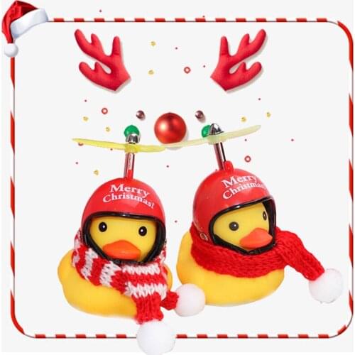 Car Small Yellow Duck Airscrew Standing Bicycle Bell Ring with Helmet Duck MTB Bike Motor Riding Cycling Accessories LIGHTS