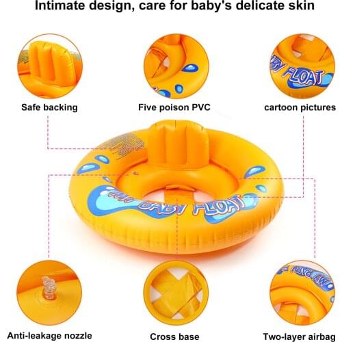 Kids Baby Swimming Ring Durable Inflatable Float Swimming Pool Ring Double Leak-Proof Train Safety Water Toy Pool Accessories