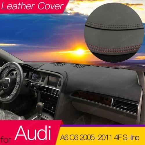 For Audi A6 C6 2005~2011 4F Leather Mat Dashboard Cover Pad Sunshade Dashmat Carpet Car Accessories S-line 2006 2007 2008 2009