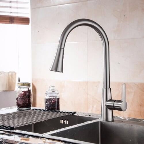 Kitchen Faucets Sprayer Single Handle Pull Out Kitchen Tap Single Hole Handle Swivel 360 Degree Water Mixer Tap Mixer Tap Doodii