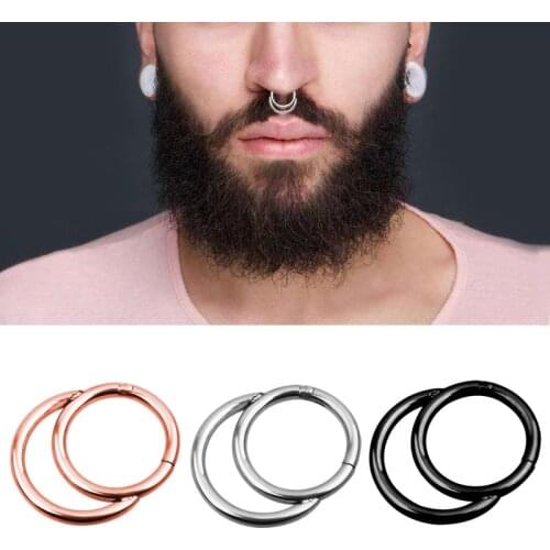 Double Layers 16g*8mm Steel Clicker Segment Nose Hoop Rings Dangled Hinged Nose Ear Helix Piercing Oreja Unisex Body Jewelry 1pc