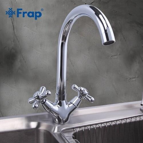 Frap Deck Mounted Brass Basin Faucet Sink Washbasin Water Tap Kitchen Faucets Hot and Cold Water Chrome Mixers Dual Handle F4025