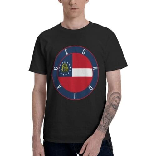Male Georgia Flag Decal T-Shirt Fashion Georgian Proud Patriotic Tshirt Short Sleeve Cool T Shirt Homme Cotton Tee Gift