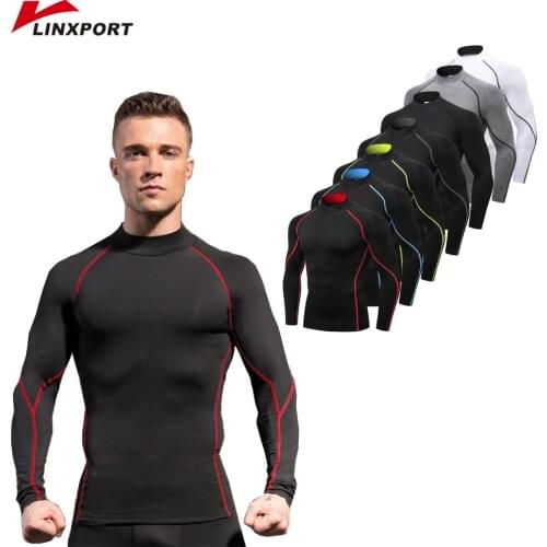 Shirts for Men Male Rashguard Sports Jersey T Shirts Homme Thermal Underwear Summer Gym Clothing Running Shirts Boy Stand Collar