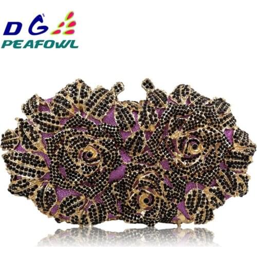 Crystal Diamond Flower Personalized Sublimation Wallet For Lady Wallet Small Shoulder Package Blue Clutch Bag Evening Pure