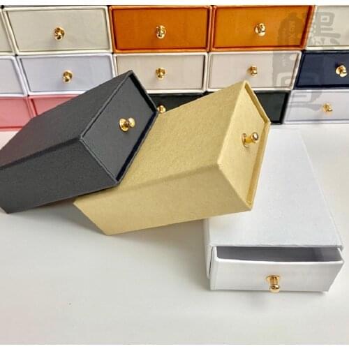 12 Pieces/Lot Draw Box White Black Brown Jewelry Box Kraft Paper Favour Bulk Gift Display Boxes Bag Necklace Bracelet Box