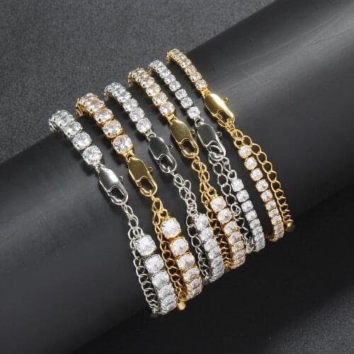 3mm 4mm 5mm width 6.5inch+2inch extender Chain Brass cheap style Hip hop Iced Out Zircon Bracelet CZ Bracelet BB114