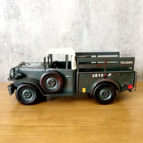 Military Truck Model Vintage Ironwork Model Tin Retro Crafts Handmade Collection Handicraft Decorations Modelcar Gifts