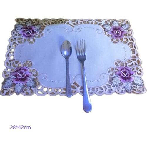 NEW satin embroidery place table Mat cloth lace Placemat Christmas Coaster pot cup Holder drink doily mug pad Kitchen tableware