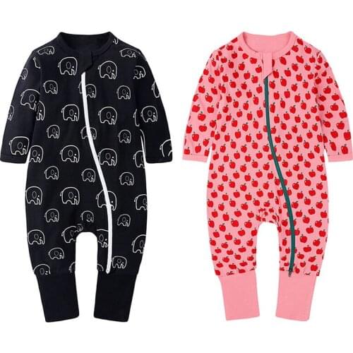 New Newborn Baby Romper Long Sleeve Cotton Cartoon Sheep Elephant Animal Apple Print Clothes Toddler Girls Boys Winter Jumpsuit