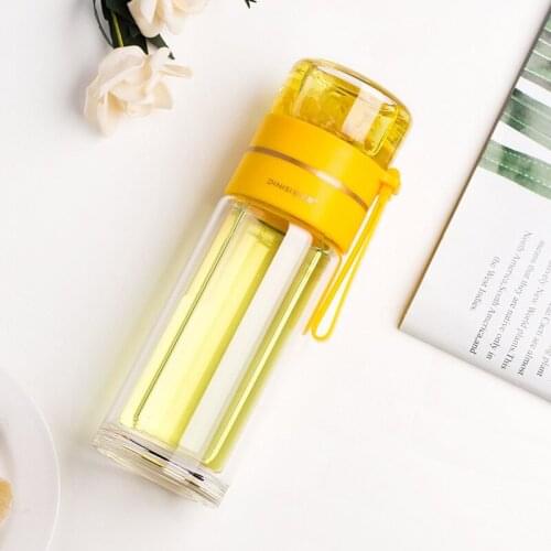 Separate glass water bottle tea cups double-layer water cups tea cups with handles cute water bottle glass drinking bottle