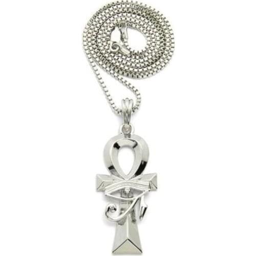 Classic Egyptian Style Eye of Horus Imprint Ankh Cross Pendant Necklace