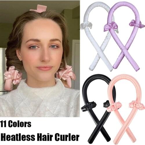 Heatless Hair Curler Rod Soft Headband Lazy Curling Hair Rollers Ribbon Scrunchies Slik Sponge DIY Hair Curling Styling Tools